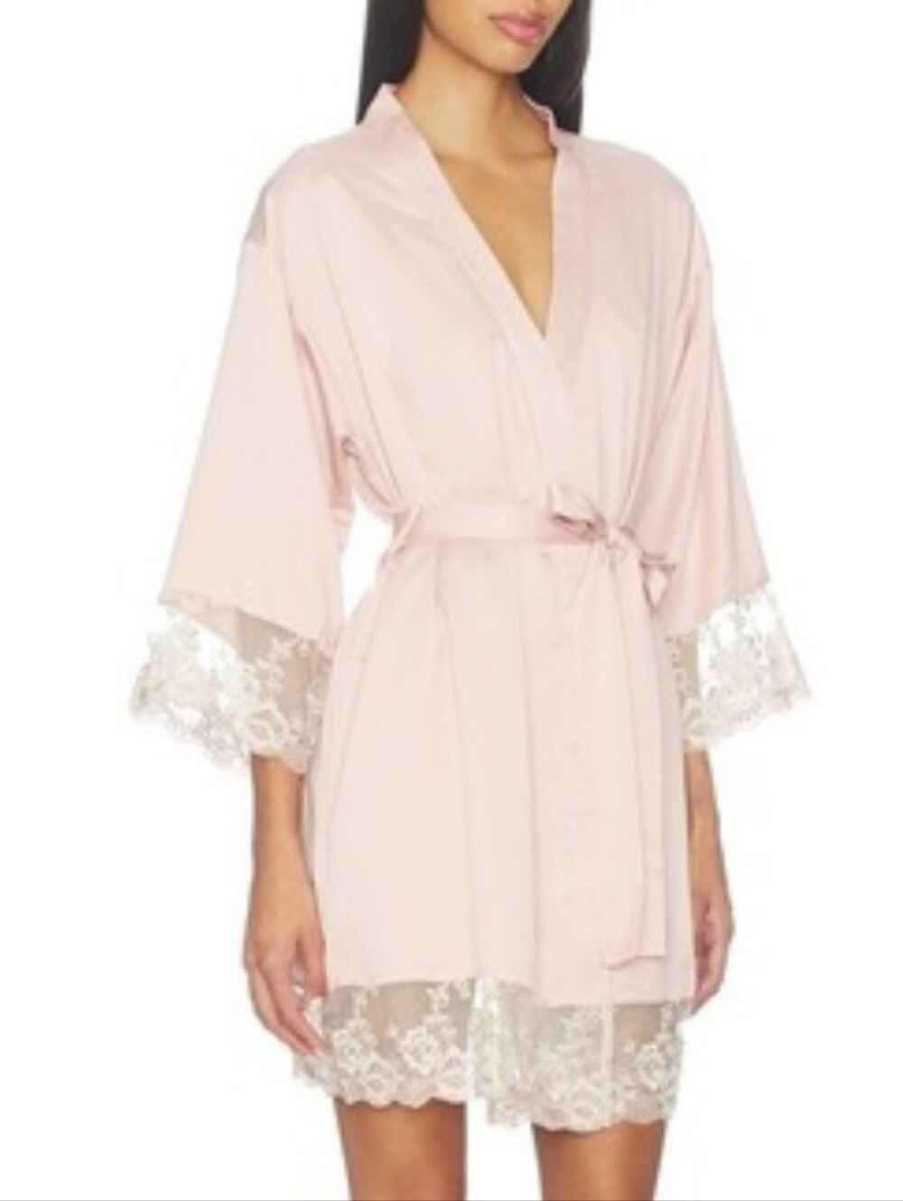 Flora Nikrooz Women Rosa Shell Pink Charmeuse Kimono Size Large NEW